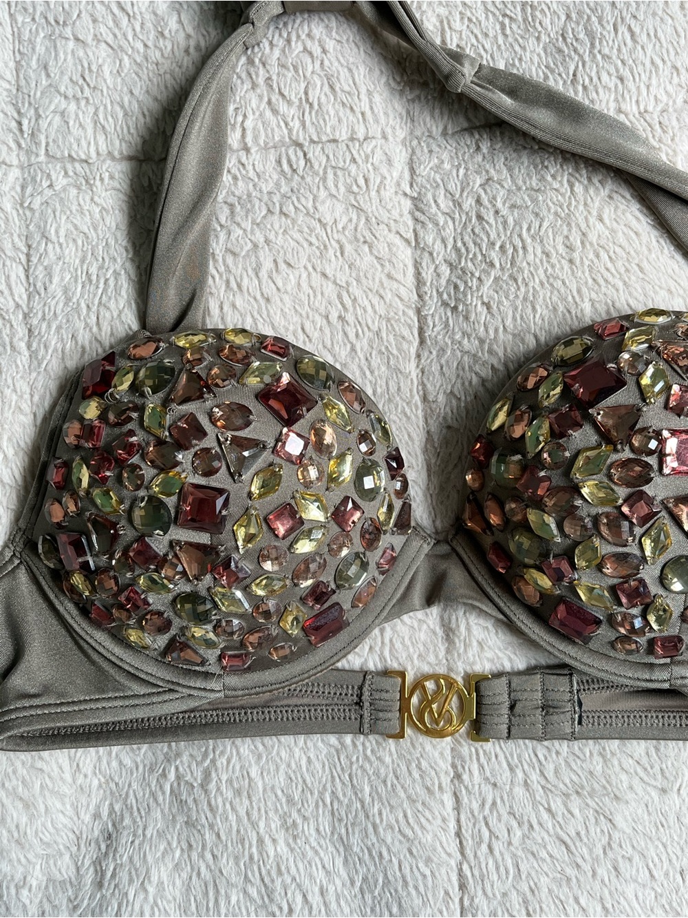 Y2K Victoria’s Secret Embellished Full Push-up Halter Bikini Top 36A